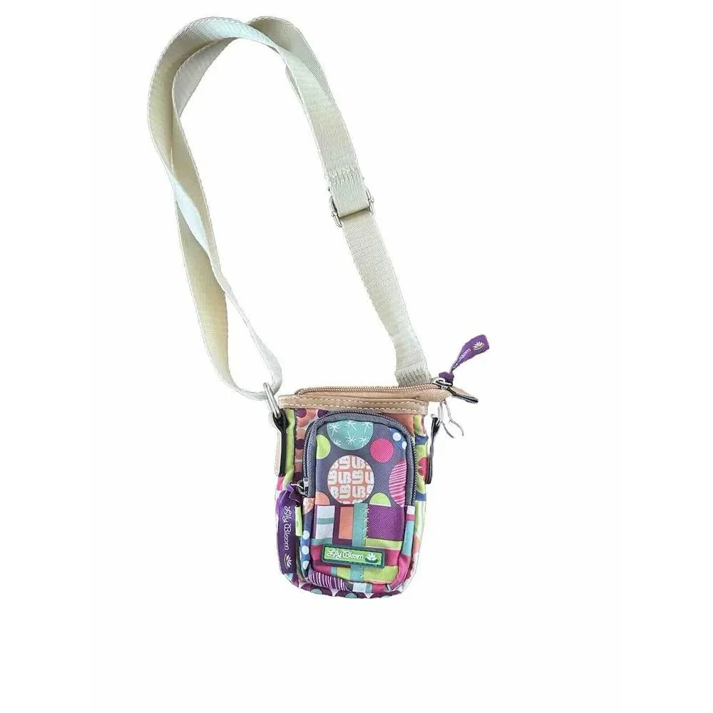 Lily Bloom Small Floral Crossbody Purse Canvas Strap Orange‎ Green Purple NWOT